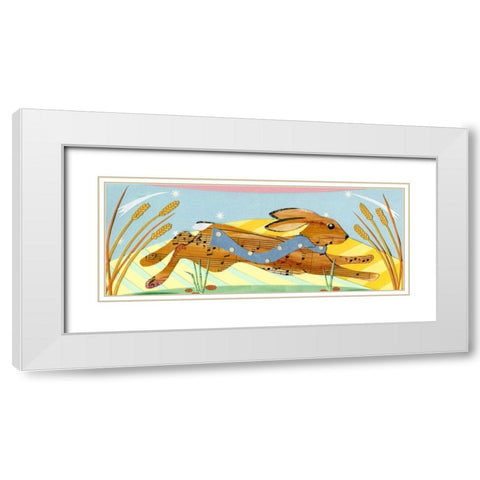 Rabbit White Modern Wood Framed Art Print with Double Matting by P.S. Art Studios