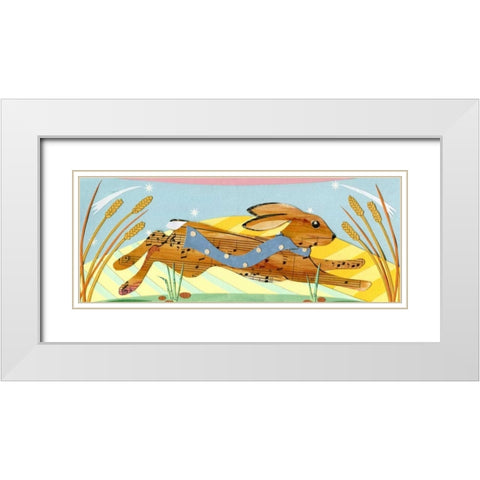 Rabbit White Modern Wood Framed Art Print with Double Matting by P.S. Art Studios