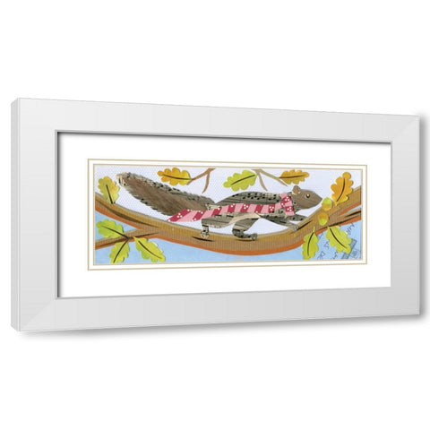 Squirrel White Modern Wood Framed Art Print with Double Matting by P.S. Art Studios