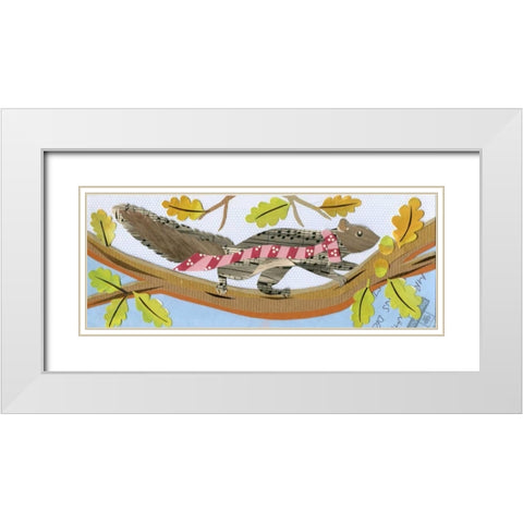 Squirrel White Modern Wood Framed Art Print with Double Matting by P.S. Art Studios