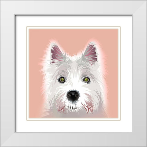 Dog White Modern Wood Framed Art Print with Double Matting by P.S. Art Studios