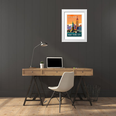 NYC White Modern Wood Framed Art Print with Double Matting by P.S. Art Studios