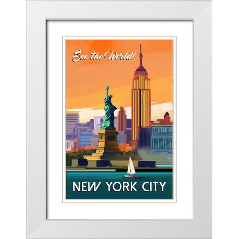NYC White Modern Wood Framed Art Print with Double Matting by P.S. Art Studios