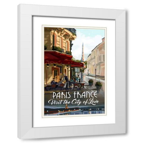 Paris, France White Modern Wood Framed Art Print with Double Matting by P.S. Art Studios