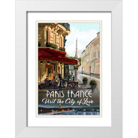 Paris, France White Modern Wood Framed Art Print with Double Matting by P.S. Art Studios