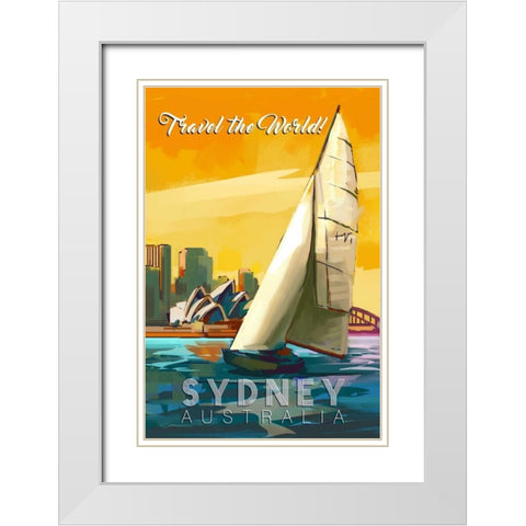 Sydney, Australia White Modern Wood Framed Art Print with Double Matting by P.S. Art Studios