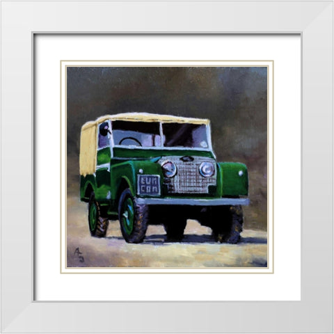 Green SUV White Modern Wood Framed Art Print with Double Matting by P.S. Art Studios