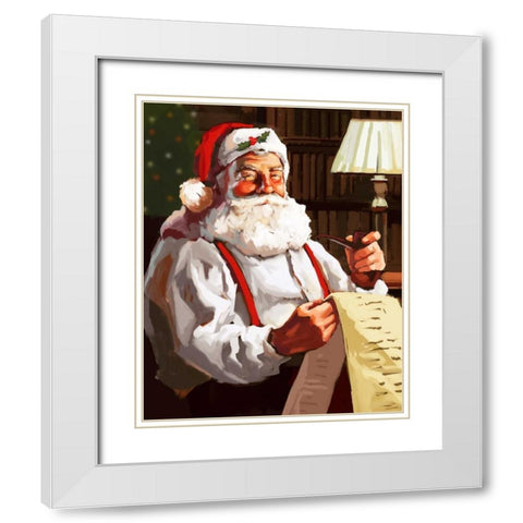 Santas List White Modern Wood Framed Art Print with Double Matting by P.S. Art Studios