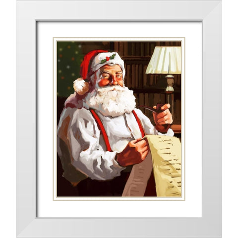 Santas List White Modern Wood Framed Art Print with Double Matting by P.S. Art Studios