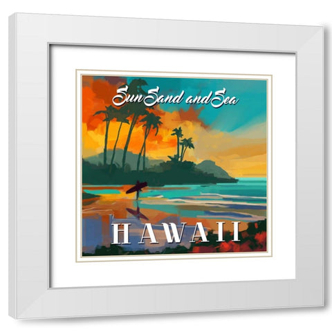 Hawaii White Modern Wood Framed Art Print with Double Matting by P.S. Art Studios