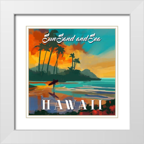 Hawaii White Modern Wood Framed Art Print with Double Matting by P.S. Art Studios