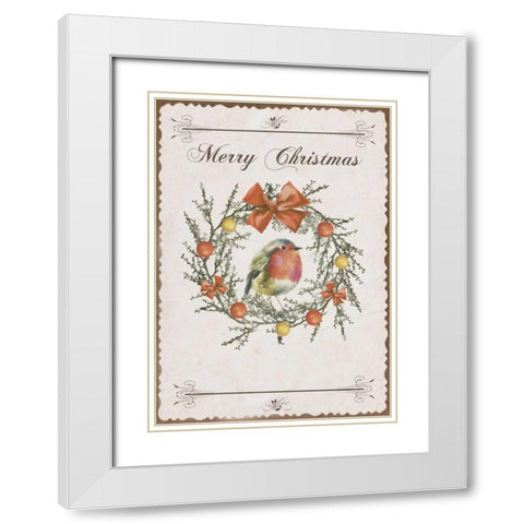 Merry Christmas White Modern Wood Framed Art Print with Double Matting by P.S. Art Studios
