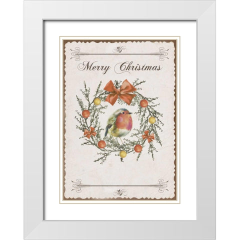 Merry Christmas White Modern Wood Framed Art Print with Double Matting by P.S. Art Studios