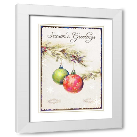 Seasons Greetings White Modern Wood Framed Art Print with Double Matting by P.S. Art Studios