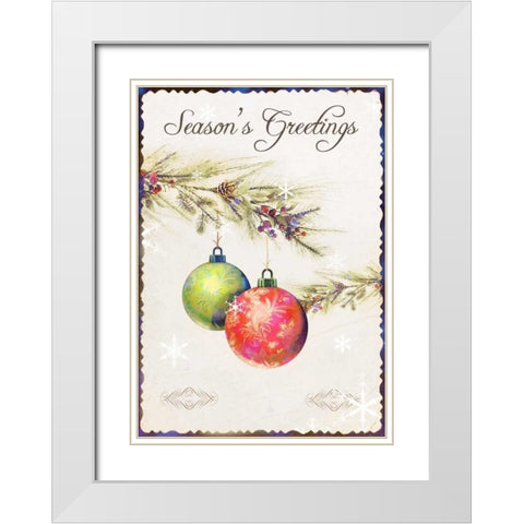 Seasons Greetings White Modern Wood Framed Art Print with Double Matting by P.S. Art Studios