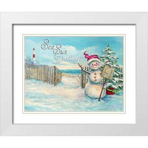Sea Sun Greetings White Modern Wood Framed Art Print with Double Matting by P.S. Art Studios