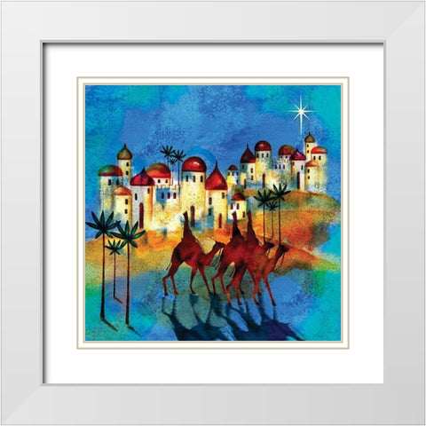 Three Wisemen White Modern Wood Framed Art Print with Double Matting by P.S. Art Studios
