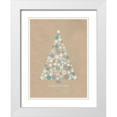 Merry Christmas White Modern Wood Framed Art Print with Double Matting by P.S. Art Studios