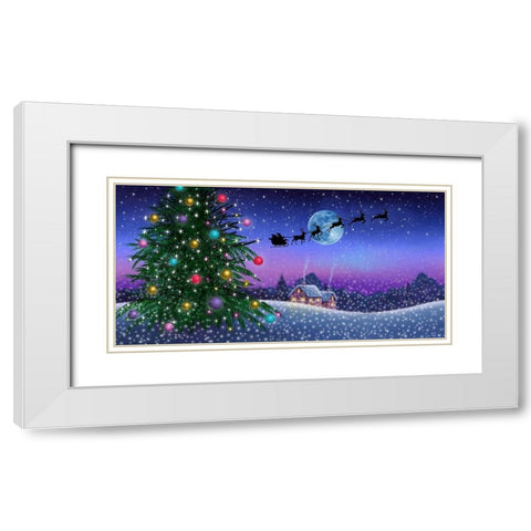 Santas Sleigh White Modern Wood Framed Art Print with Double Matting by P.S. Art Studios