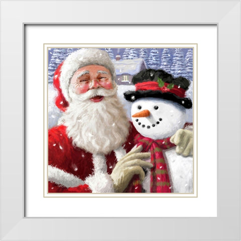Santa and Friends White Modern Wood Framed Art Print with Double Matting by P.S. Art