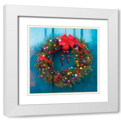 Wreath White Modern Wood Framed Art Print with Double Matting by P.S. Art