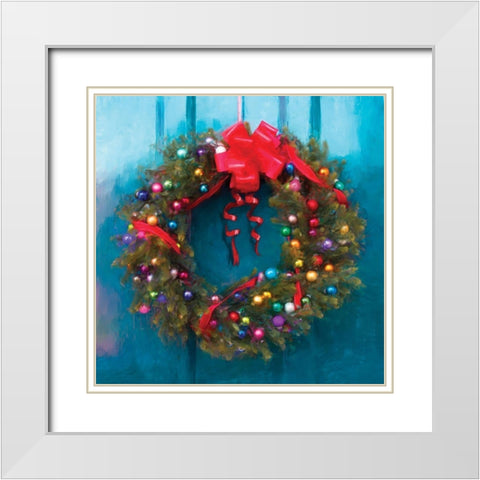 Wreath White Modern Wood Framed Art Print with Double Matting by P.S. Art