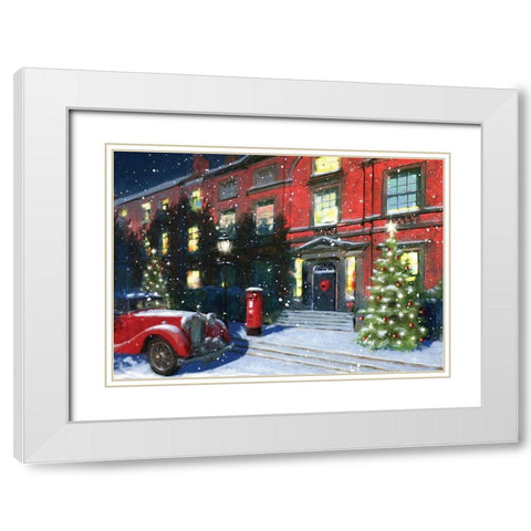 Holiday Festive White Modern Wood Framed Art Print with Double Matting by P.S. Art