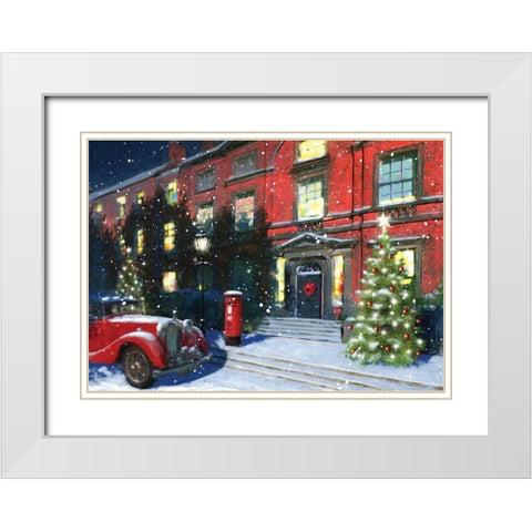 Holiday Festive White Modern Wood Framed Art Print with Double Matting by P.S. Art