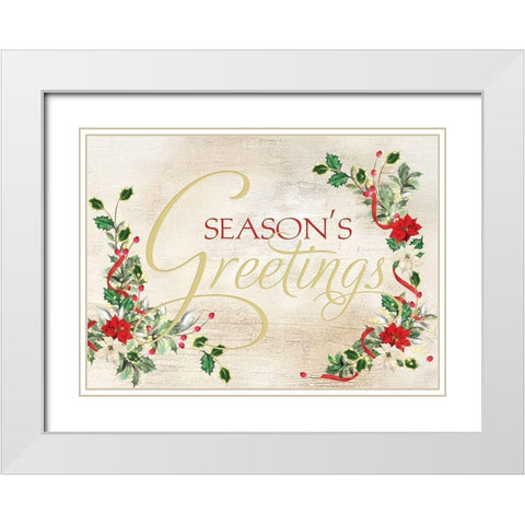 Seasons Greetings White Modern Wood Framed Art Print with Double Matting by P.S. Art