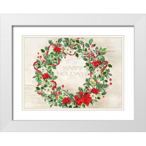 Happy Holidays White Modern Wood Framed Art Print with Double Matting by P.S. Art