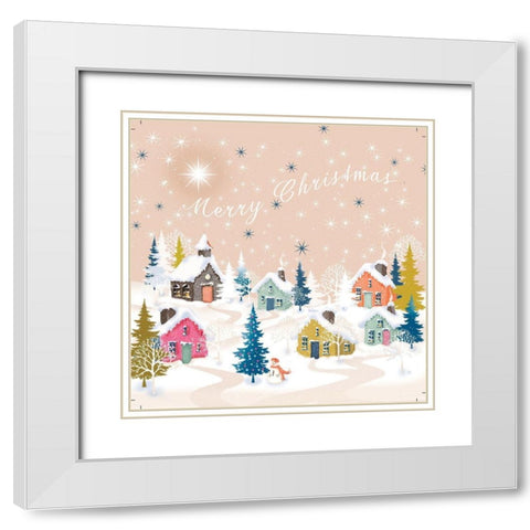 Christmas Village I White Modern Wood Framed Art Print with Double Matting by P.S. Art