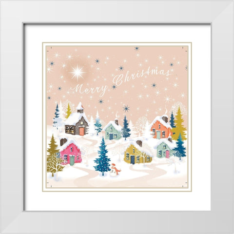 Christmas Village I White Modern Wood Framed Art Print with Double Matting by P.S. Art