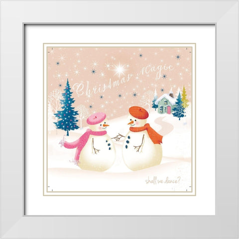 Christmas Village II White Modern Wood Framed Art Print with Double Matting by P.S. Art