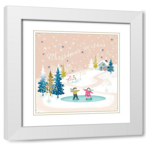 Christmas Village III White Modern Wood Framed Art Print with Double Matting by P.S. Art