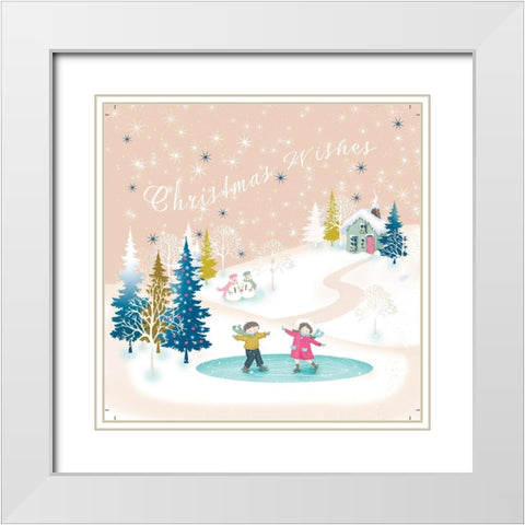 Christmas Village III White Modern Wood Framed Art Print with Double Matting by P.S. Art
