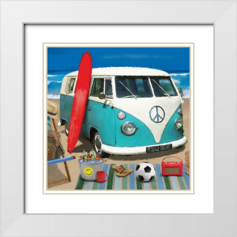 Beach Bug White Modern Wood Framed Art Print with Double Matting by P.S. Art