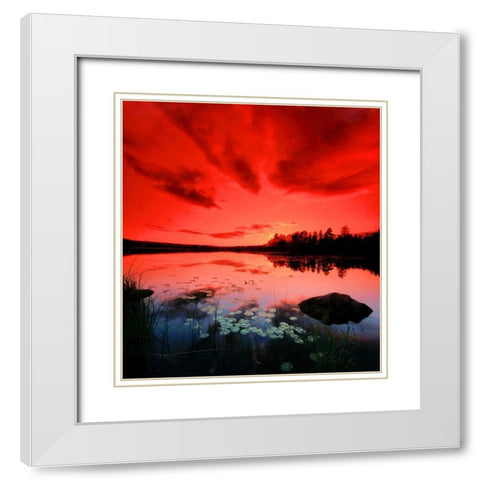 Scarlett Night White Modern Wood Framed Art Print with Double Matting by P.S. Art
