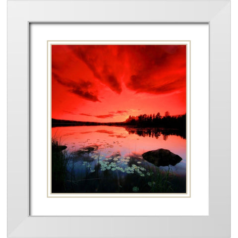 Scarlett Night White Modern Wood Framed Art Print with Double Matting by P.S. Art