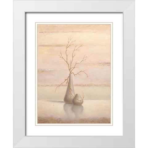 Still Life I White Modern Wood Framed Art Print with Double Matting by P.S. Art