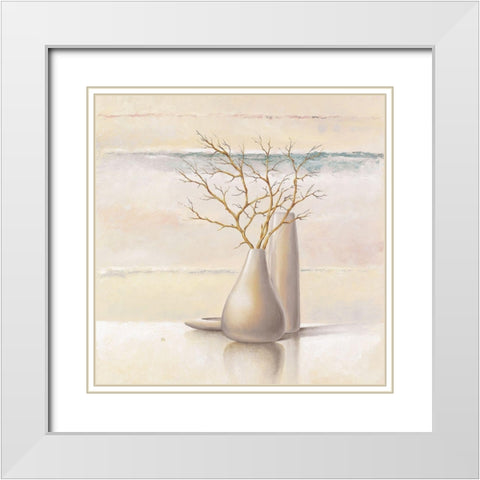 Still Life III White Modern Wood Framed Art Print with Double Matting by P.S. Art