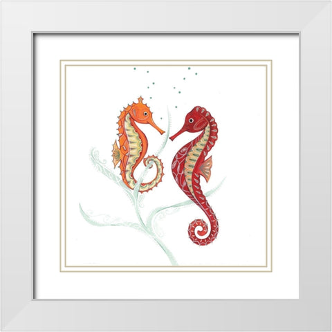 Sea Horses I White Modern Wood Framed Art Print with Double Matting by P.S. Art