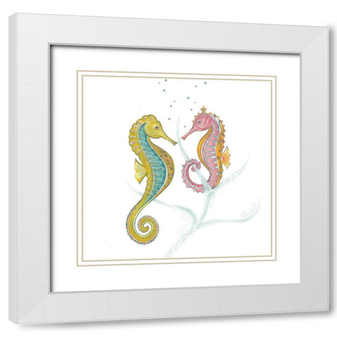 Sea Horses II White Modern Wood Framed Art Print with Double Matting by P.S. Art