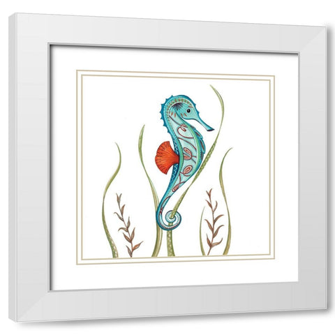 Sea Horse White Modern Wood Framed Art Print with Double Matting by P.S. Art