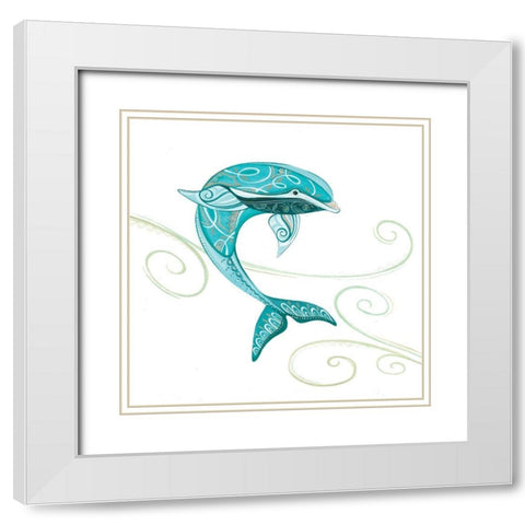 Dolphin White Modern Wood Framed Art Print with Double Matting by P.S. Art