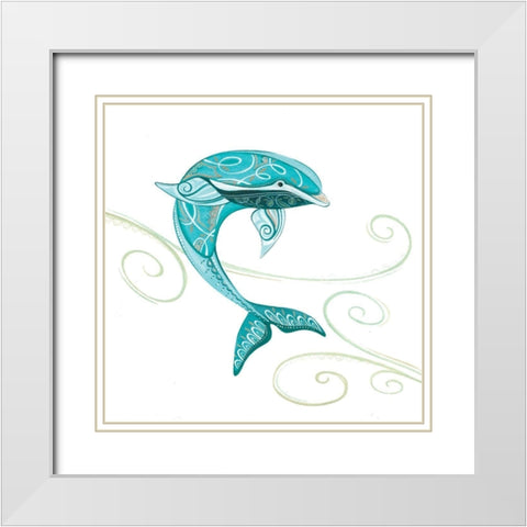 Dolphin White Modern Wood Framed Art Print with Double Matting by P.S. Art