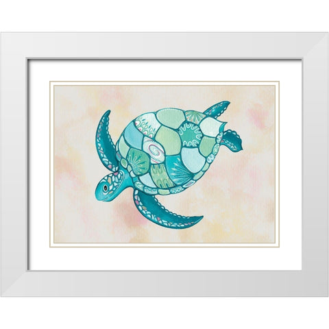 Sea Turtle White Modern Wood Framed Art Print with Double Matting by P.S. Art
