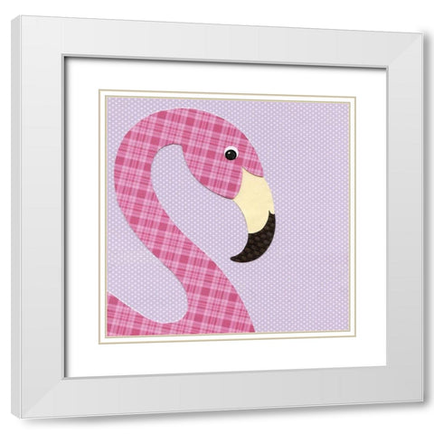 Flamingo White Modern Wood Framed Art Print with Double Matting by P.S. Art