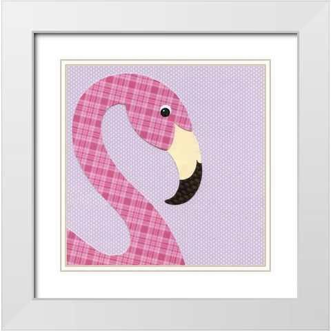 Flamingo White Modern Wood Framed Art Print with Double Matting by P.S. Art