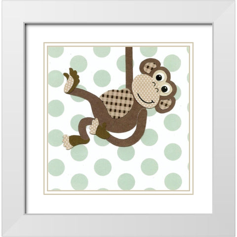 Monkey White Modern Wood Framed Art Print with Double Matting by P.S. Art