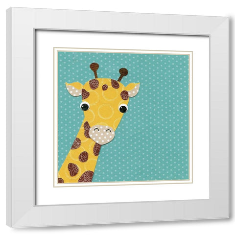 Giraffe White Modern Wood Framed Art Print with Double Matting by P.S. Art